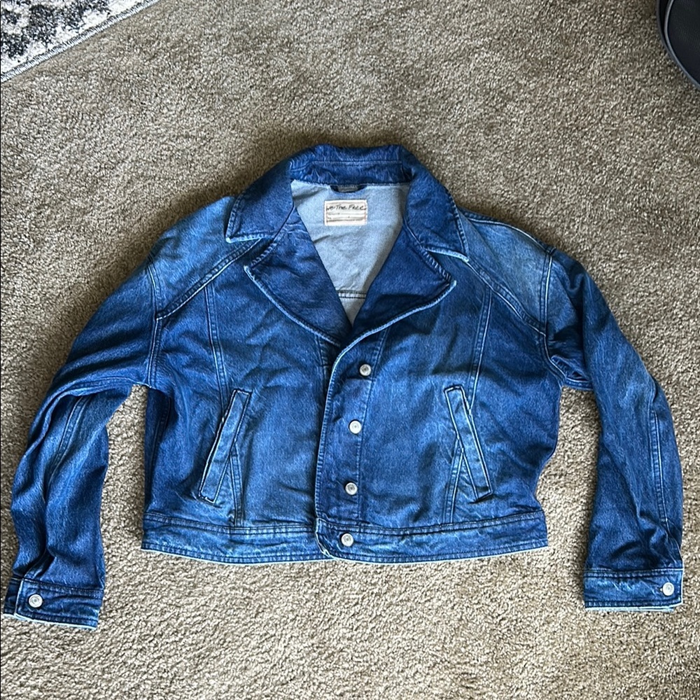 New Free People Crop Denim Jacket